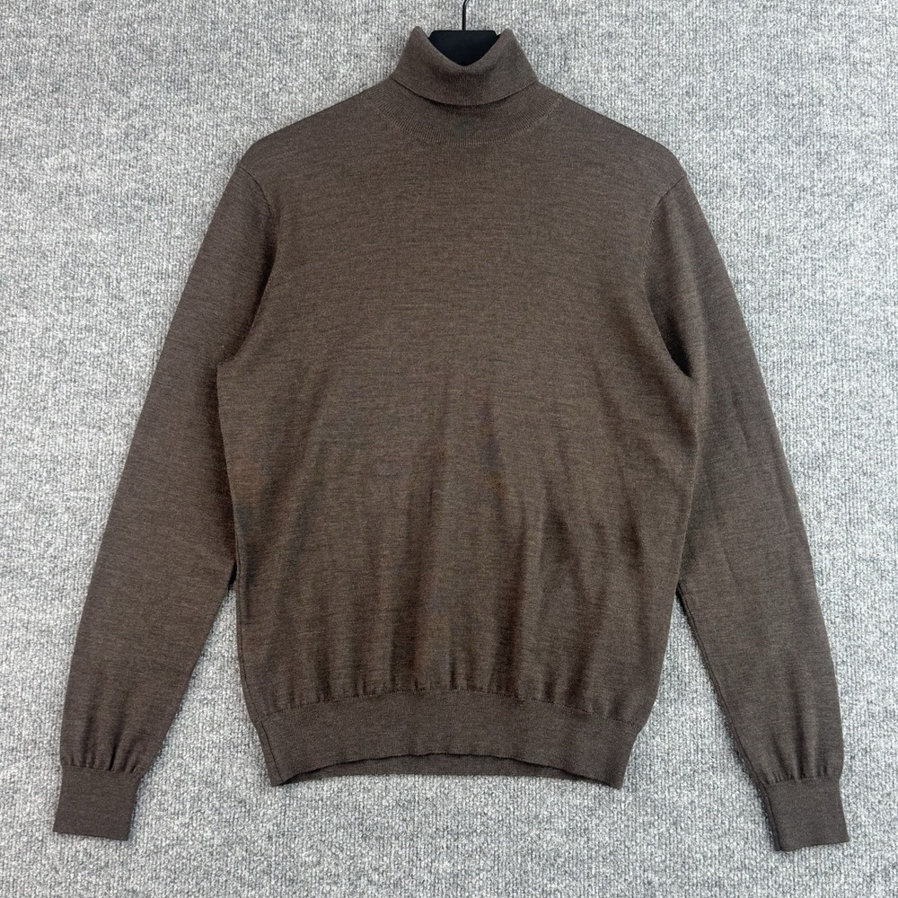 Suitsupply Sweater Mens L Brown Merino Wool Turtleneck Lightweight Long Sleeve